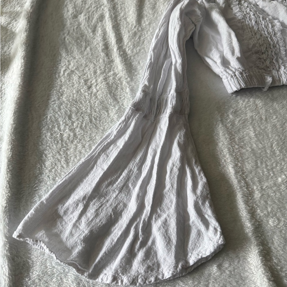 New Natural Cotton Lola Flare Off Shoulder Top High Waisted Shorts White Outfit - Picture 5 of 14